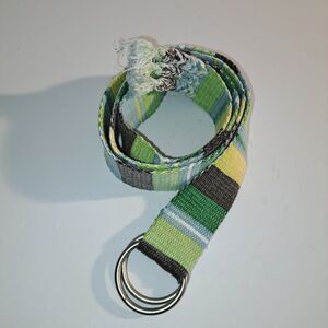 DOUBLE D RING FASHION BELT WOMENS SIZE 7 MULTICOLOR WOVEN BRAIDED CINCH 90S Y2K